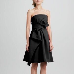 Halston Heritage Black Strapless Bow Dress Never Worn Size 4